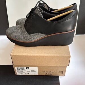Clarks Black and Gray Women's Wedge Shoes